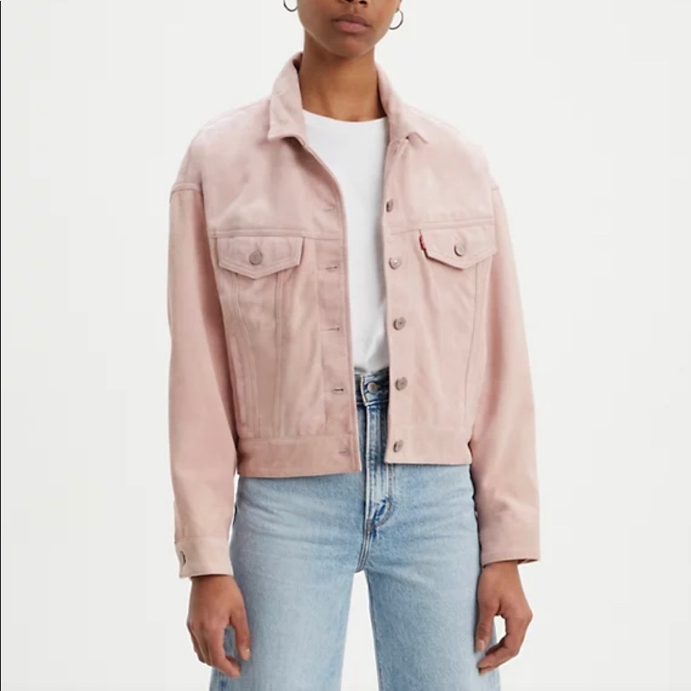 Levi's® Premium SUEDE SLOUCH TRUCKER JACKET Pale Lilac — Blush Pink